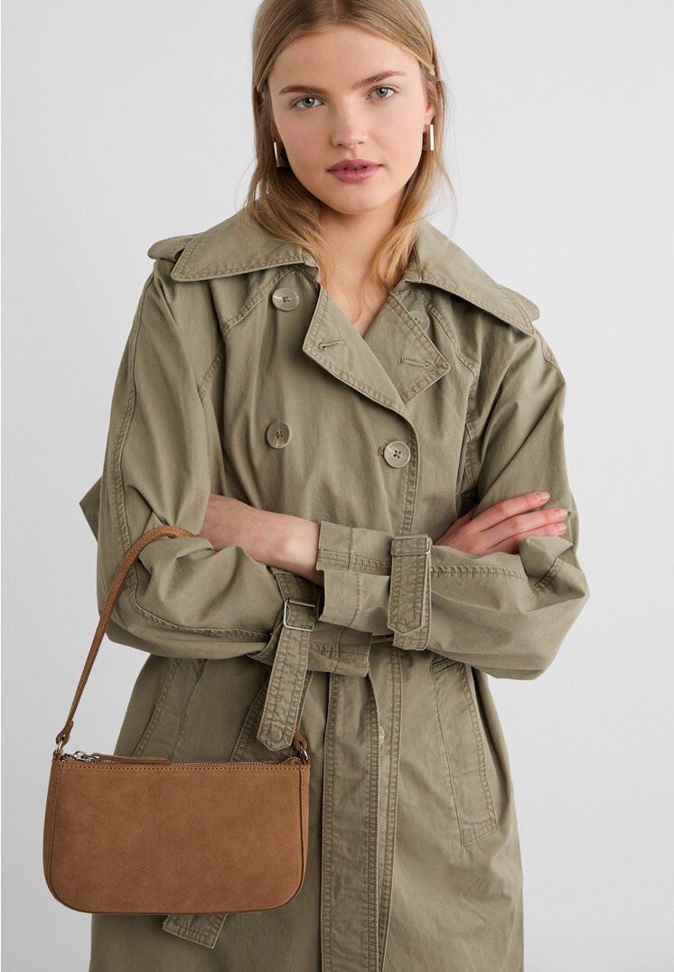 Stradivarius Split suede shoulder bag  Caramel OS