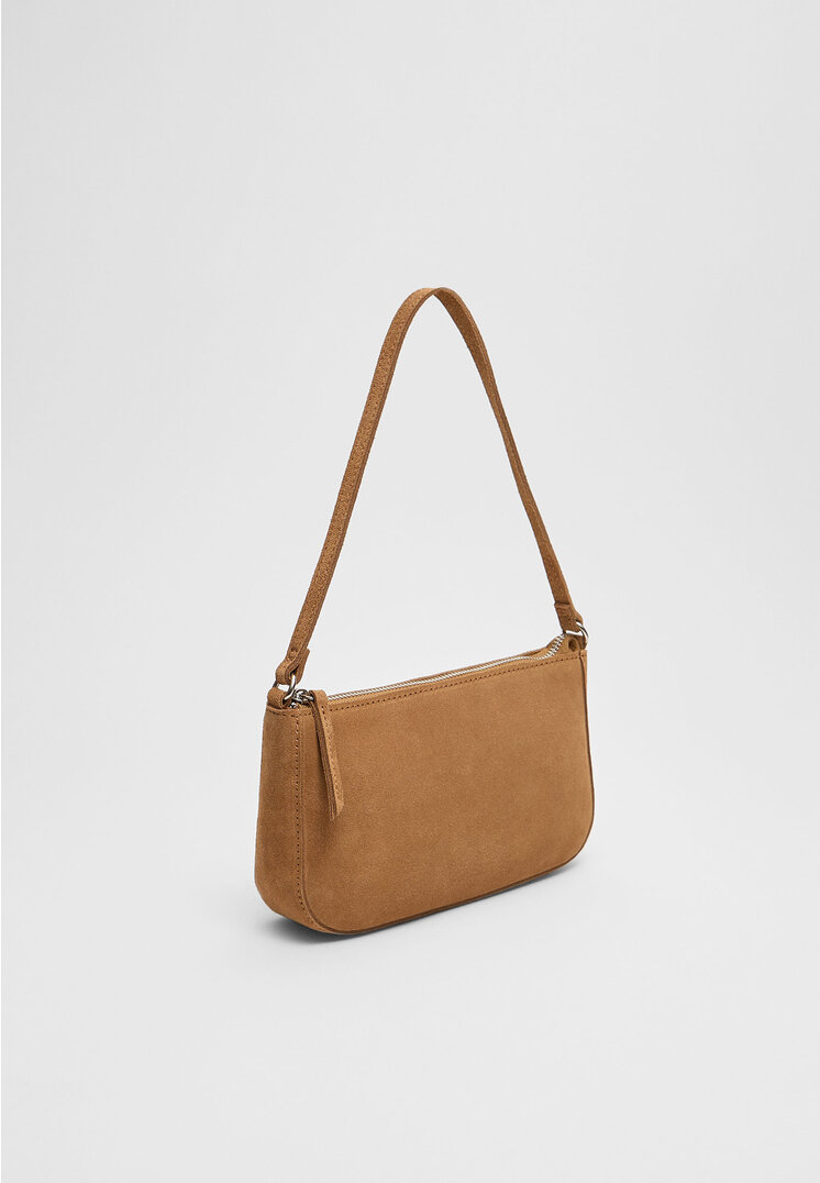 Stradivarius Split suede shoulder bag  Caramel OS