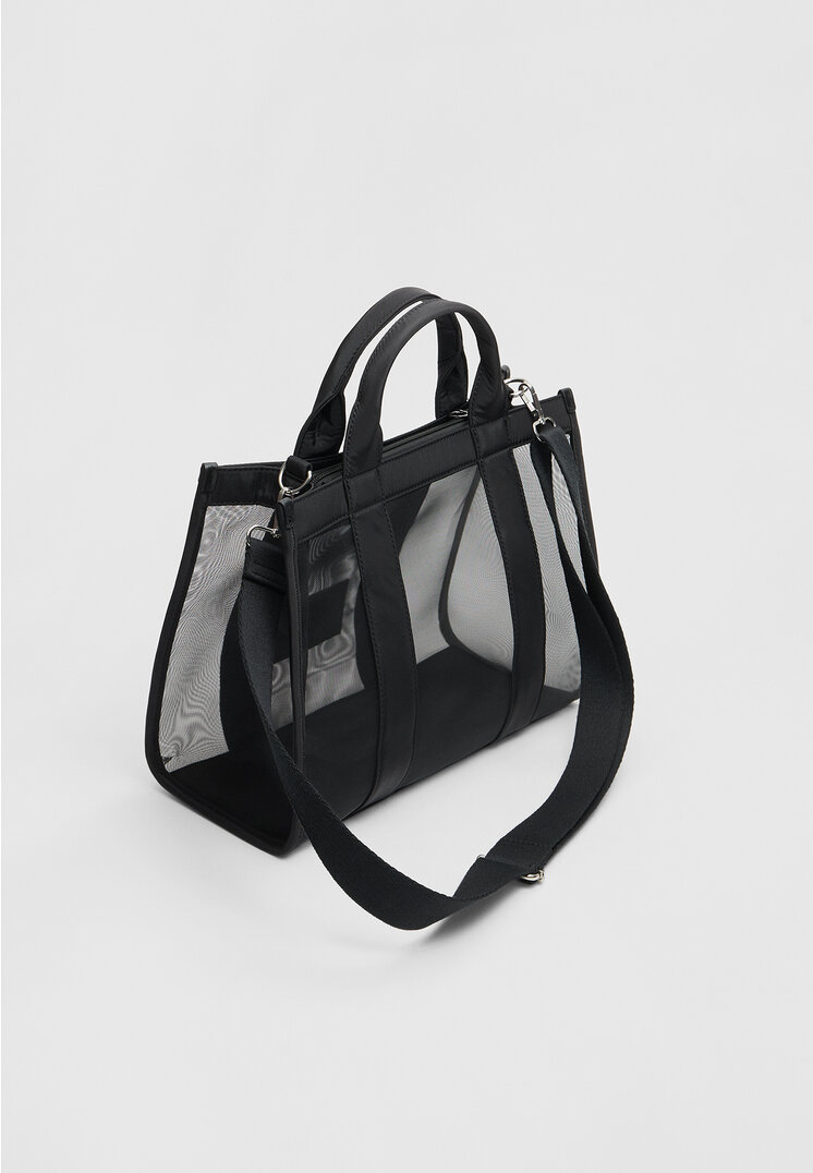Stradivarius Mesh tote bag Black OS Recommend