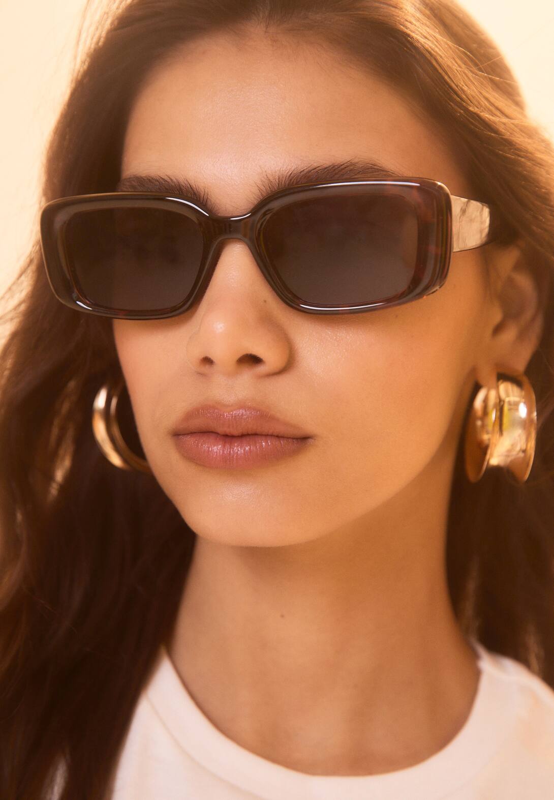 Tortoiseshell rectangular sunglasses