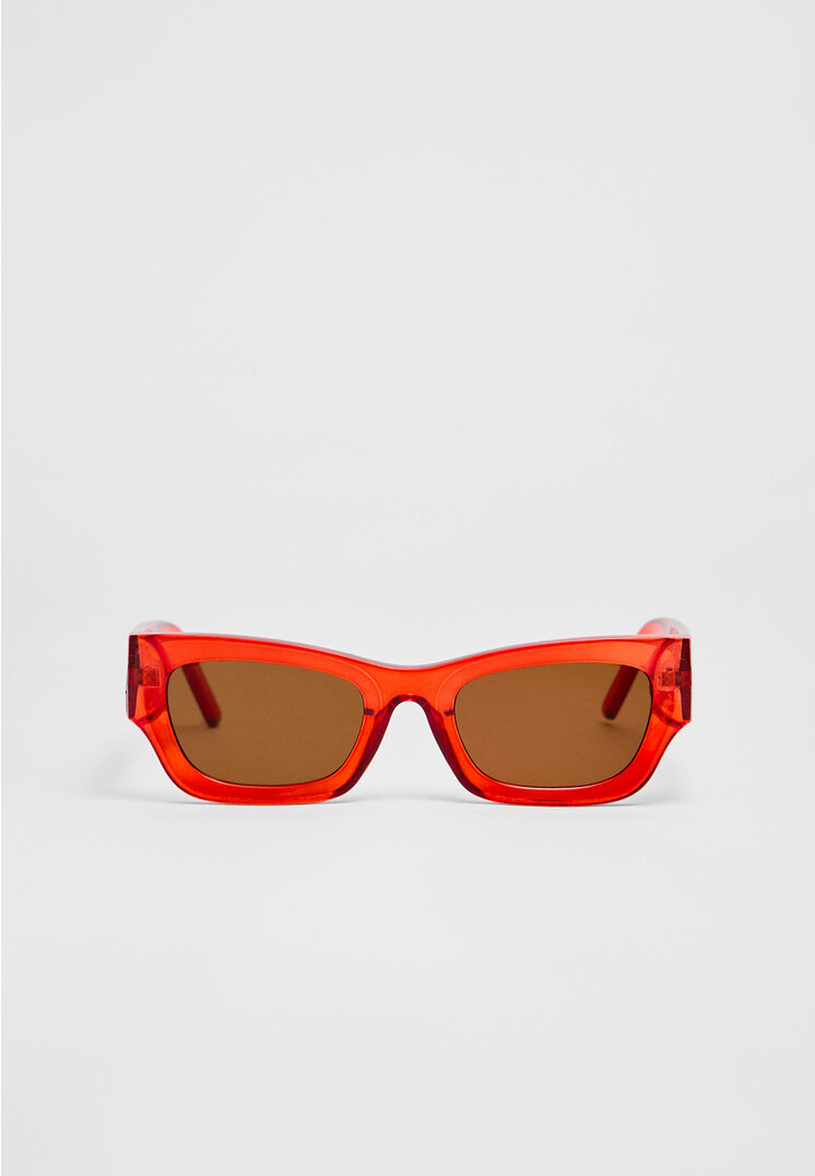 

Stradivarius Sonnenbrille quadratisch Kunststoff Rot OS