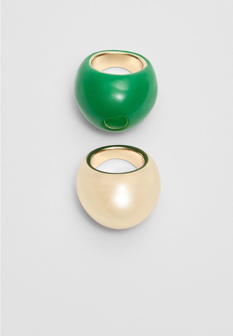 

Stradivarius 2-er Set Ringe Volumen Grün OS