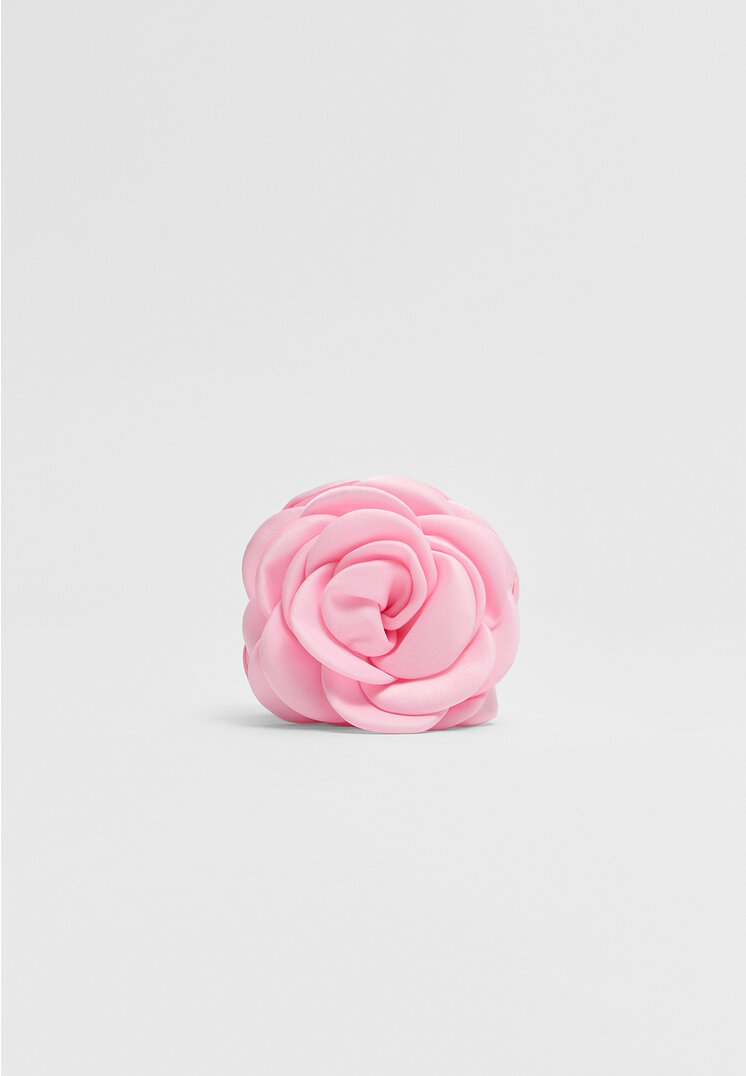 

Stradivarius Blumenprint mit Bundfalte Kaugummirosa OS