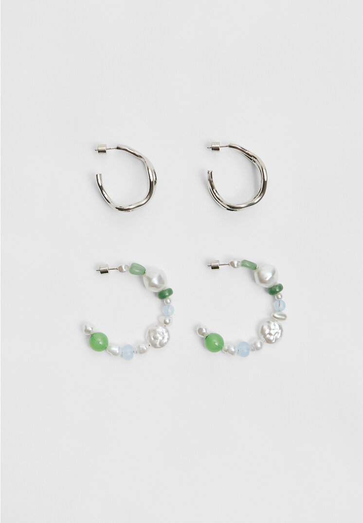 

Stradivarius 2er-Set Ohrringe Grau OS