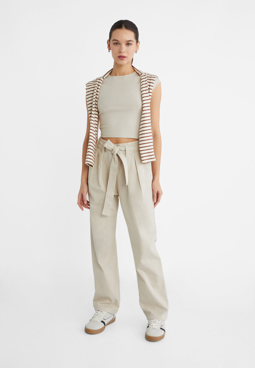 Twill baggy trousers