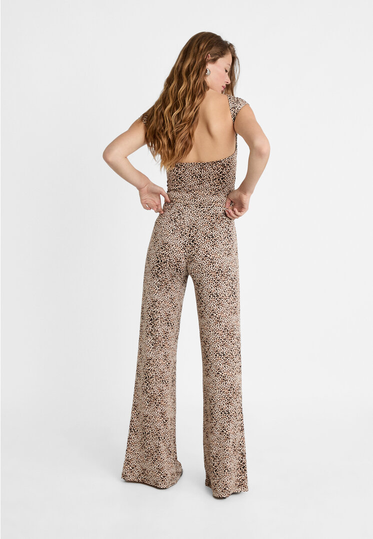 Stradivarius Leopard print flared trousers  Beige M