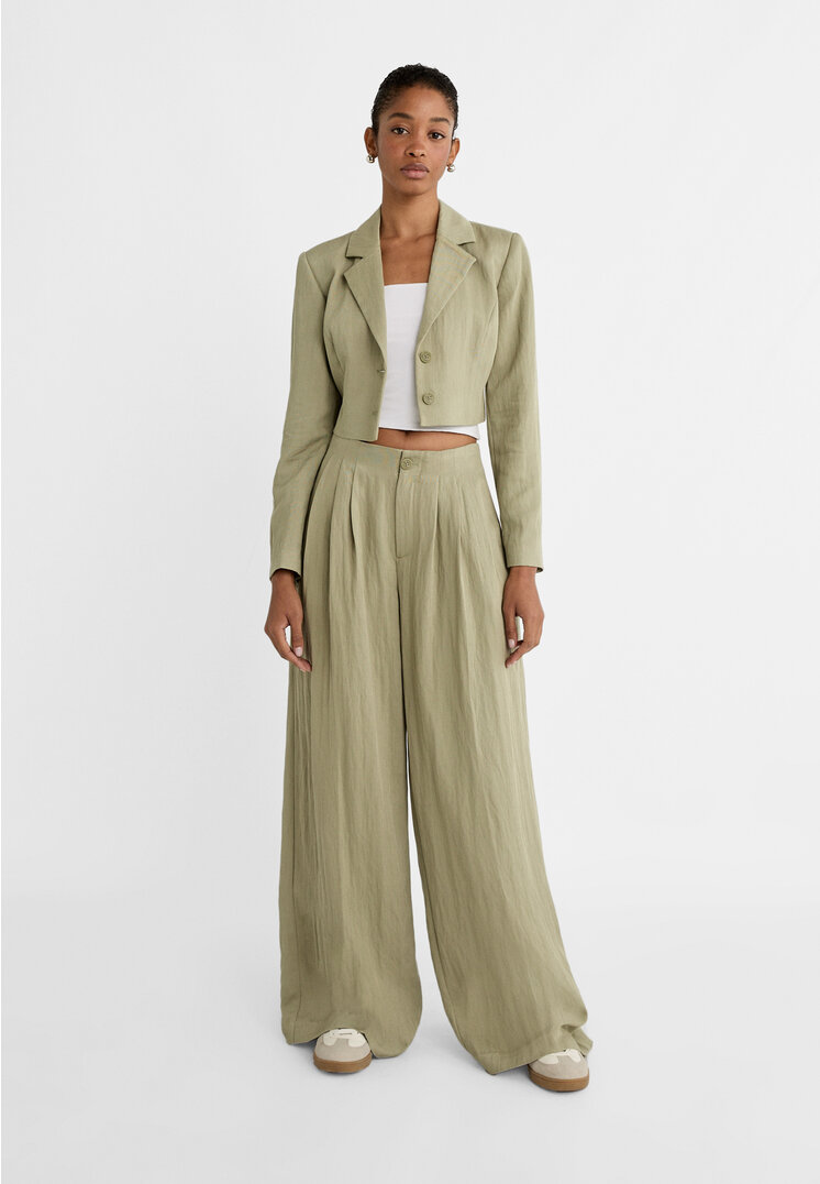 

Stradivarius Palazzohose Bundfalten Khaki 44