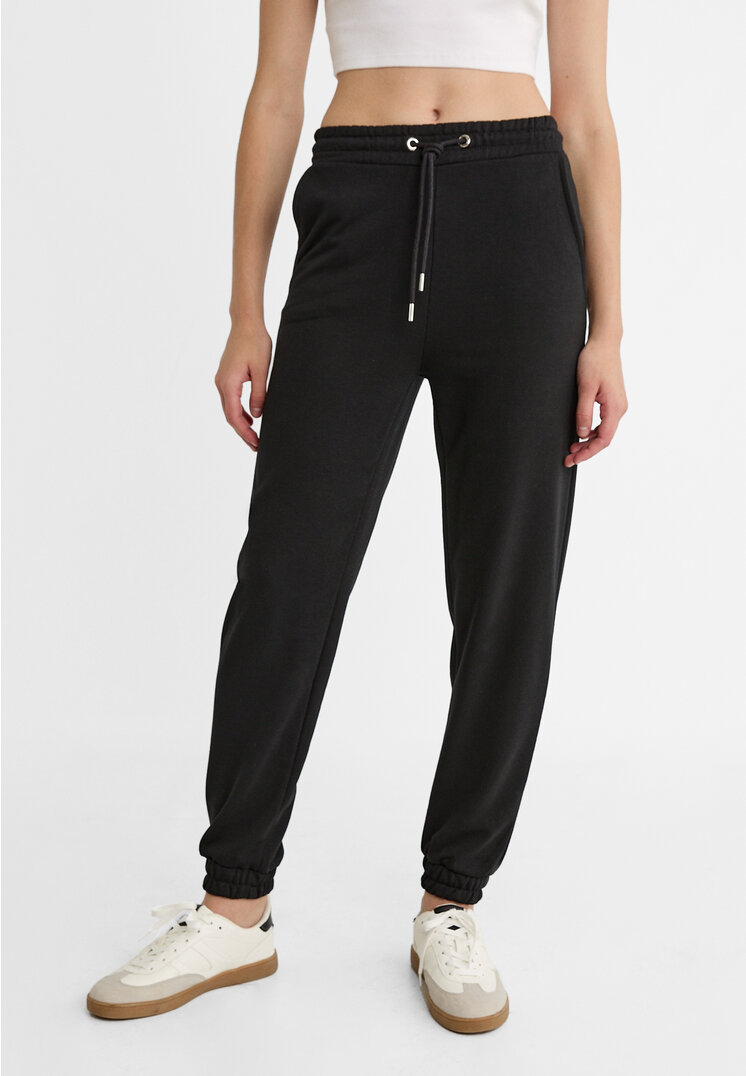 Stradivarius Pantaloni jogger in felpa  Nero M