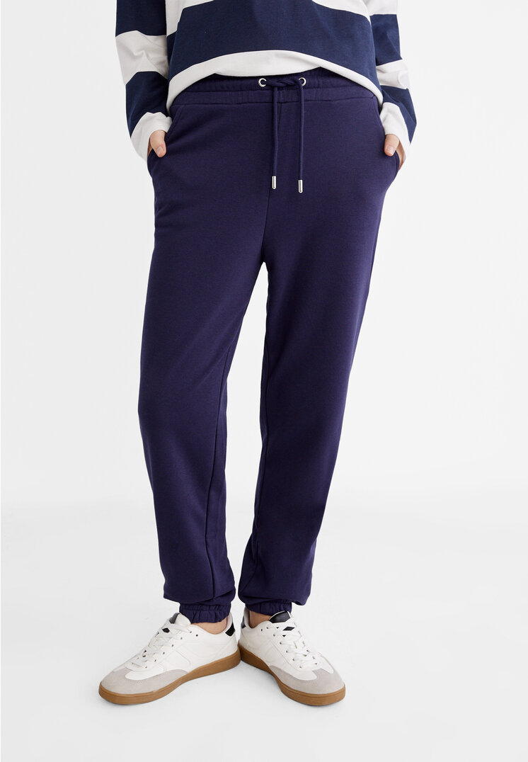 Stradivarius Plush jersey jogging trousers  Navy blue XS