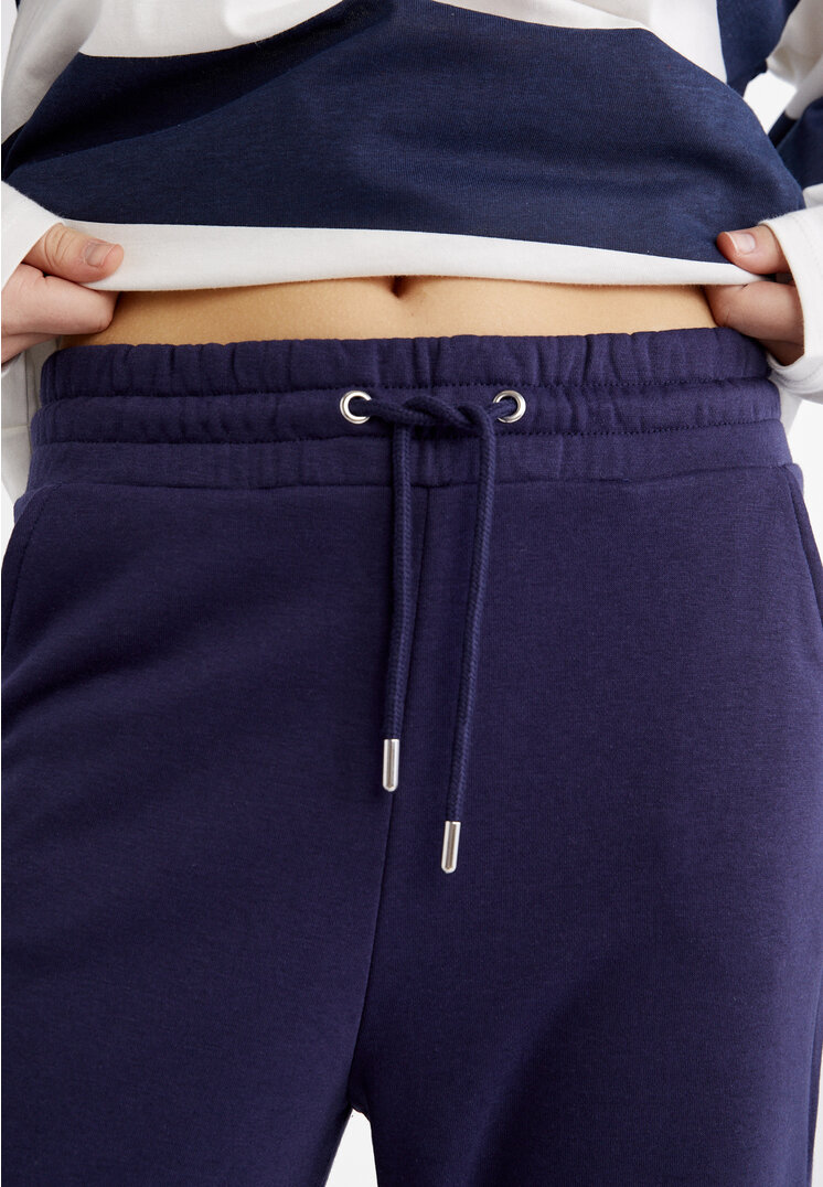 Stradivarius Plush jersey jogging trousers  Navy blue XS