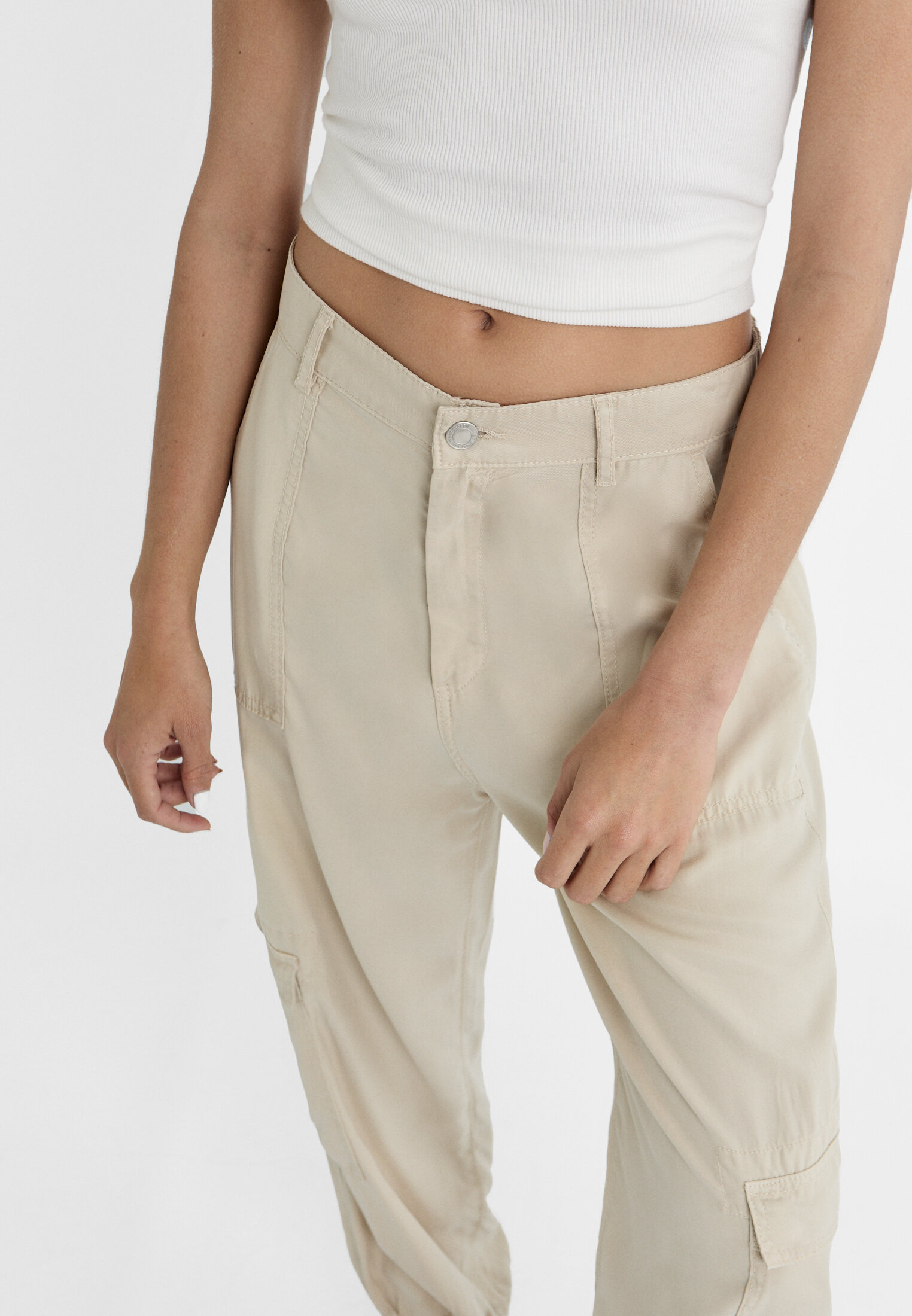 Pantalon blanco stradivarius discount mujer