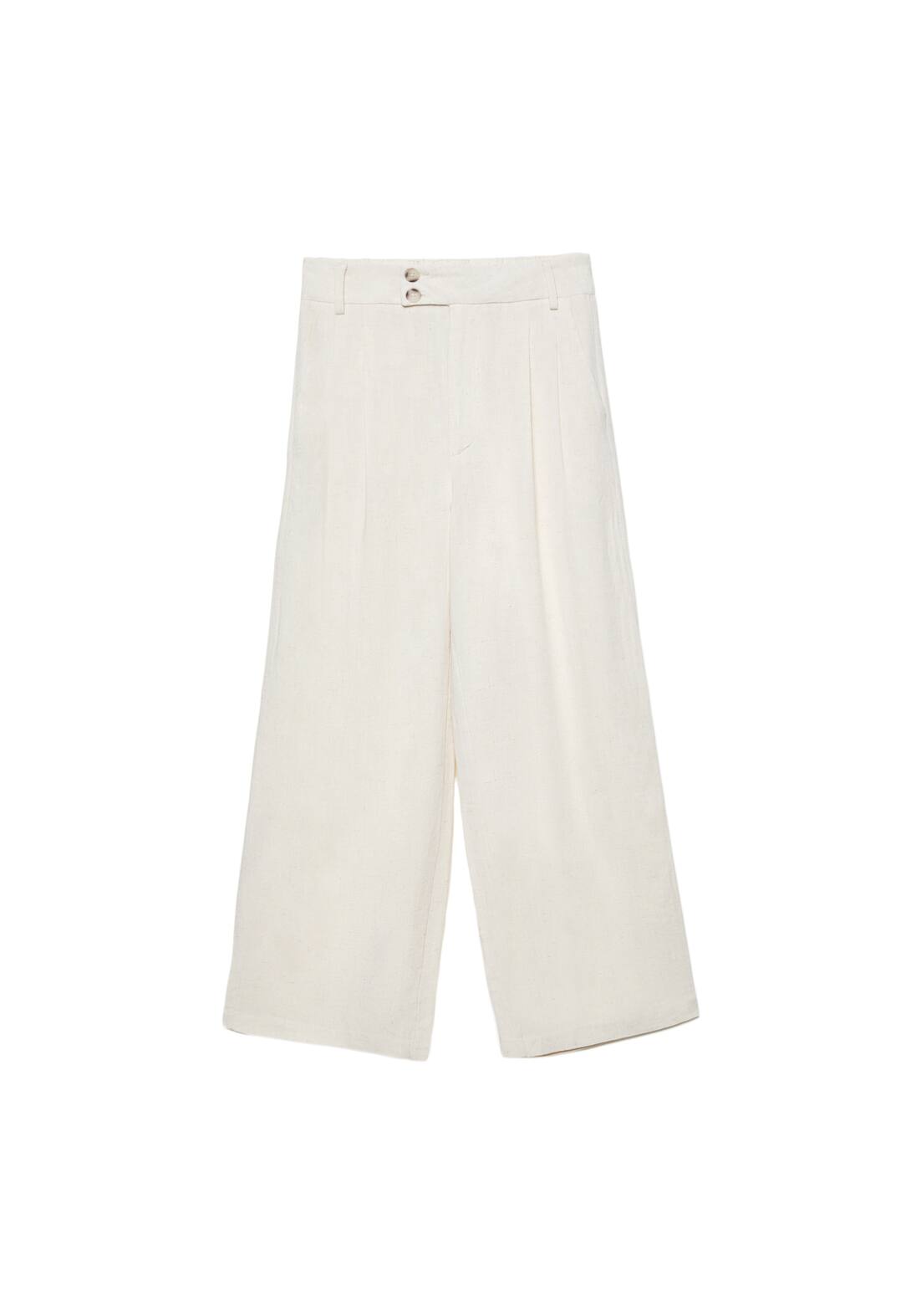 Linen blend wide-leg trousers