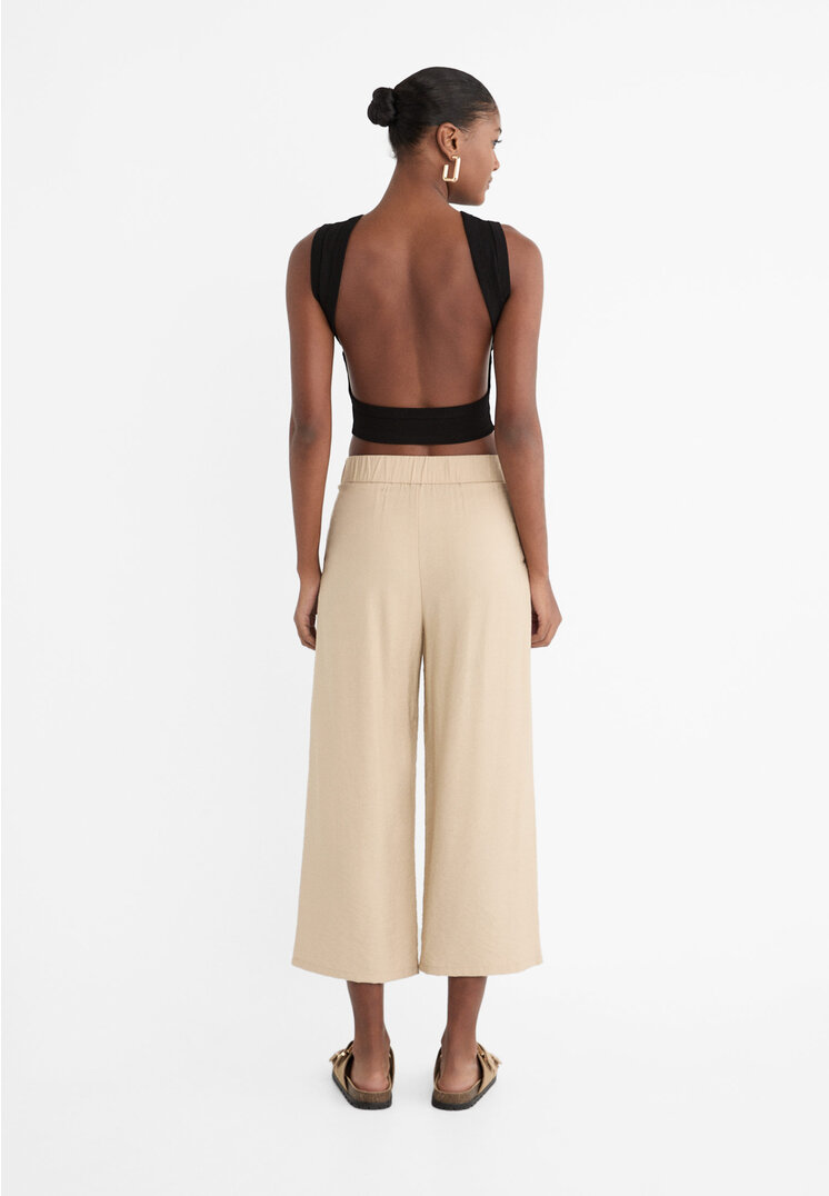 Stradivarius Flowing culottes with darts  Stone XS