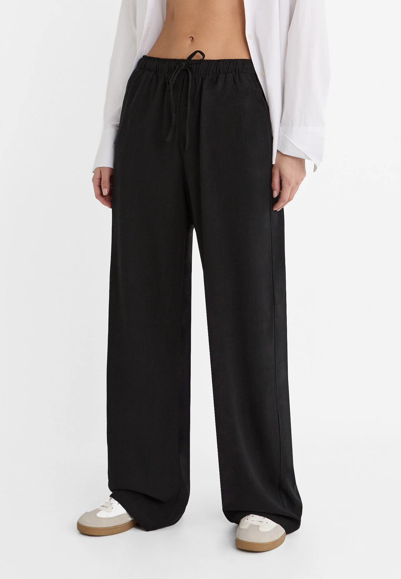 Linen Pants DOMME in Natural Melange. Loose Linen Trousers With