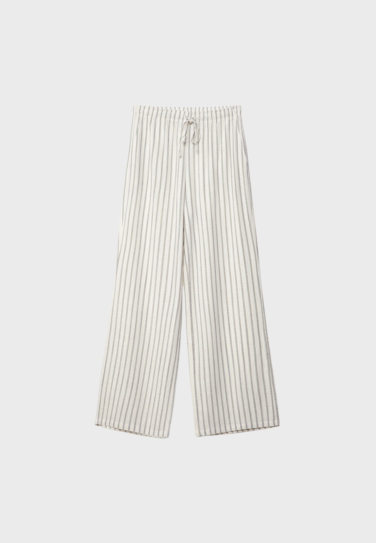 STRIPED FLOWING TROUSERS - Oyster-white