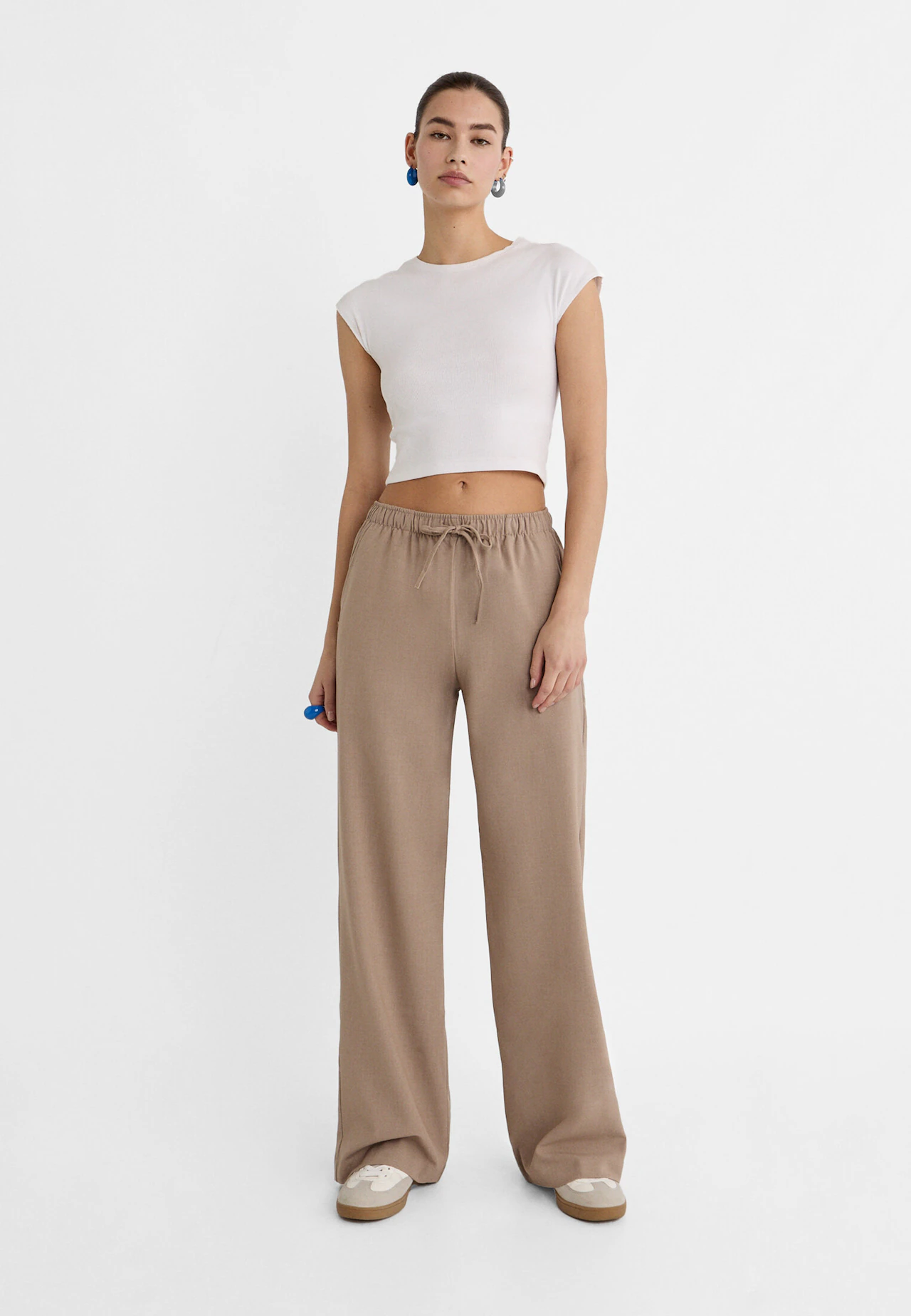 Plain knit flared trousers
