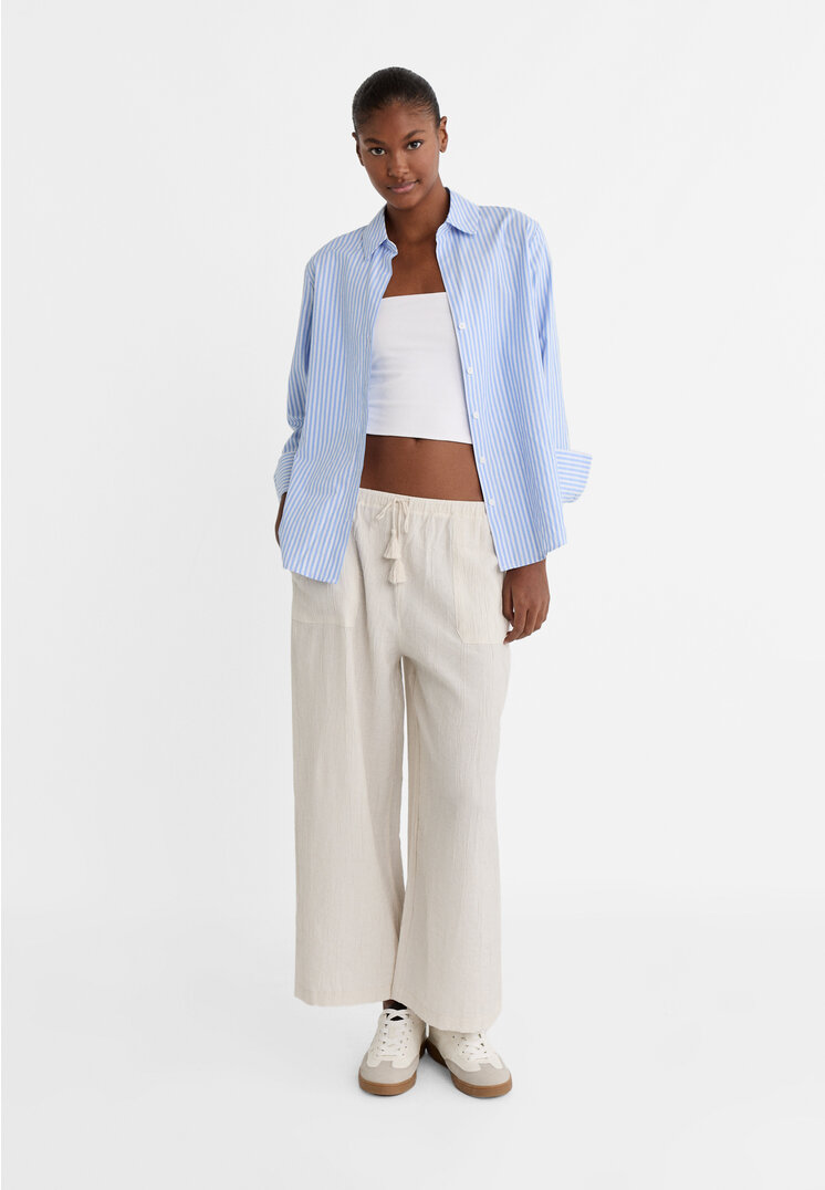 Stradivarius Fließende Culotte-Hose Vanille S