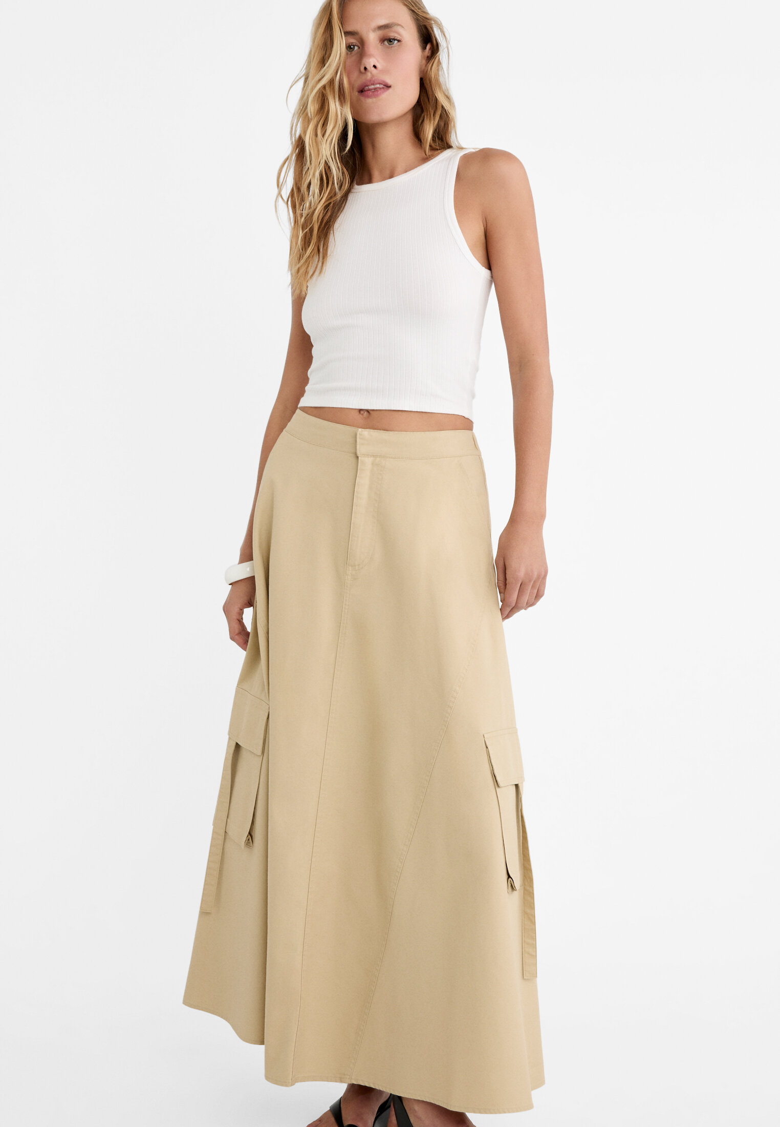 Flared cargo midi skirt - Women 