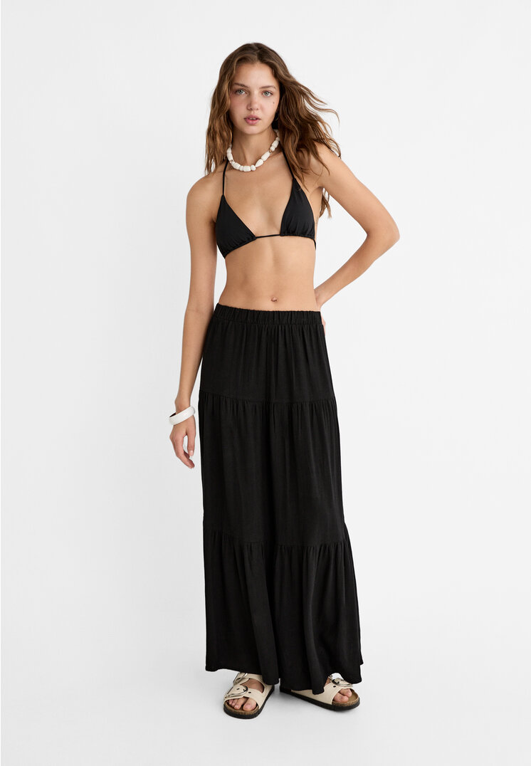 

Stradivarius Midirock im Boho-Stil Schwarz XL