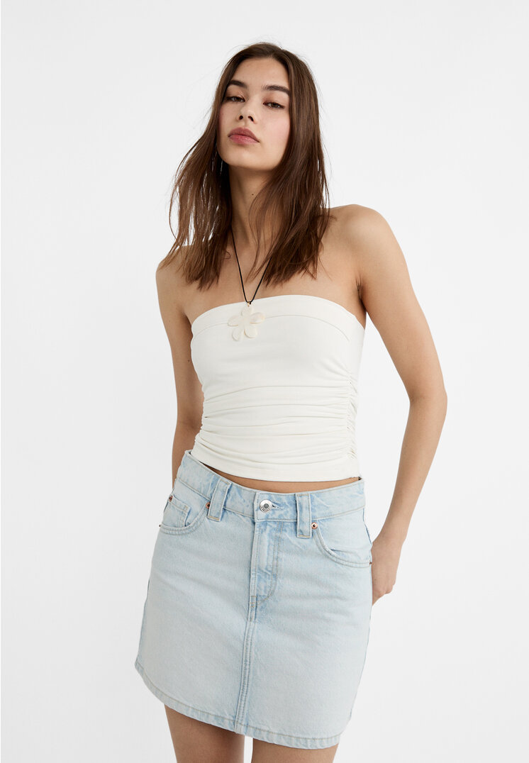 

Stradivarius Jeansowa spódnica mini Niebieski denim 32