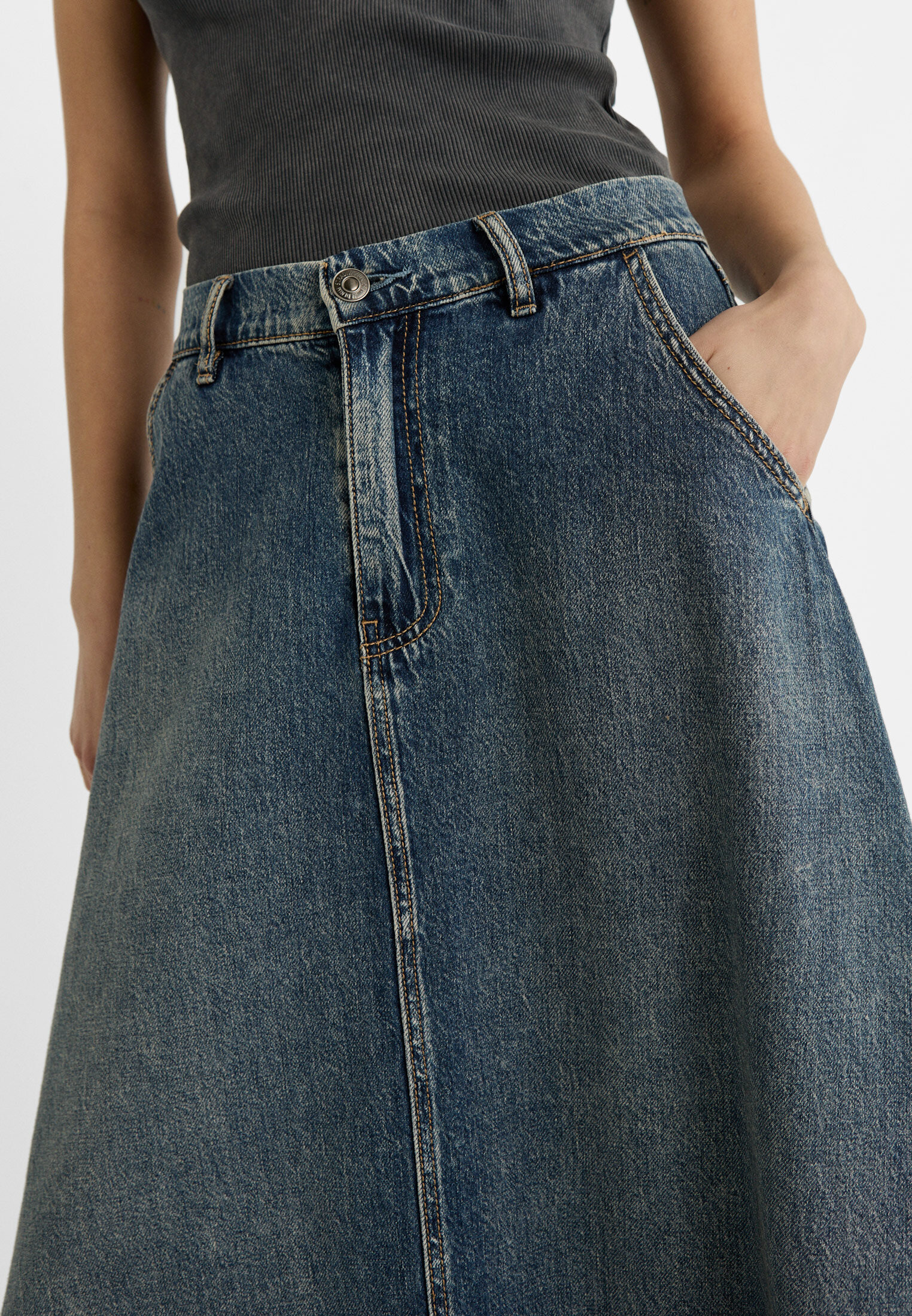 Loose denim layered skirt Women s fashion Stradivarius Canada