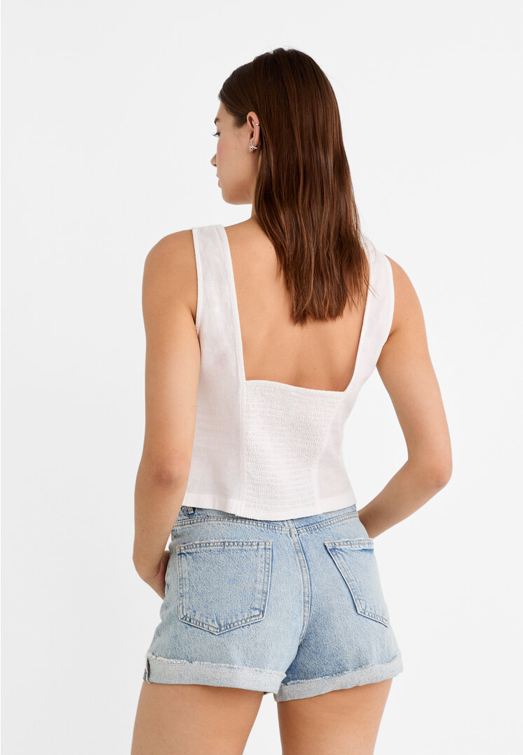 Stradivarius D83 Mom fit shorts  Medium light blue Denim 12