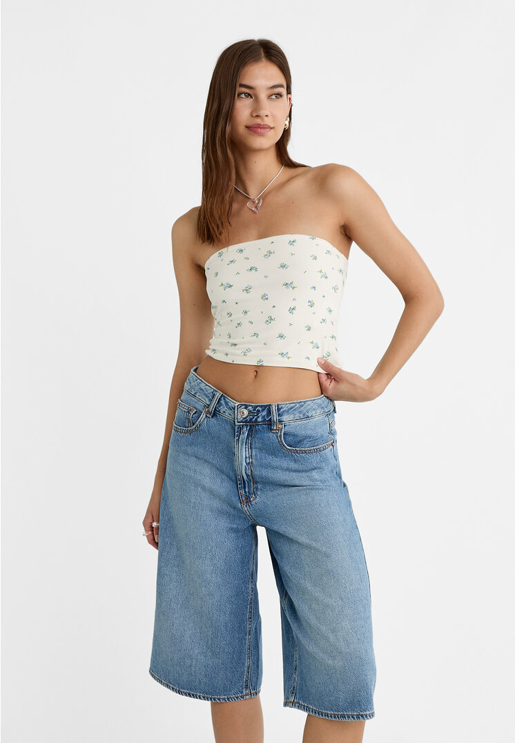 

Stradivarius Bermudy typu jortsy Niebieski denim 36