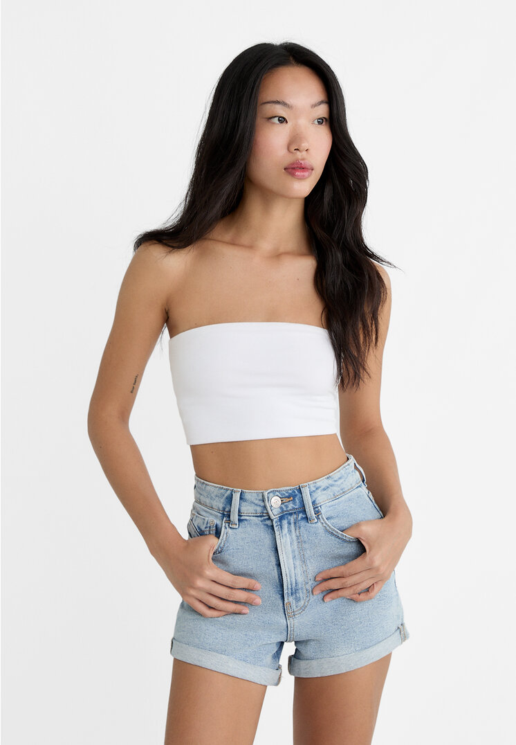 

Stradivarius D85 Spodenki slim mom fit Denim 44
