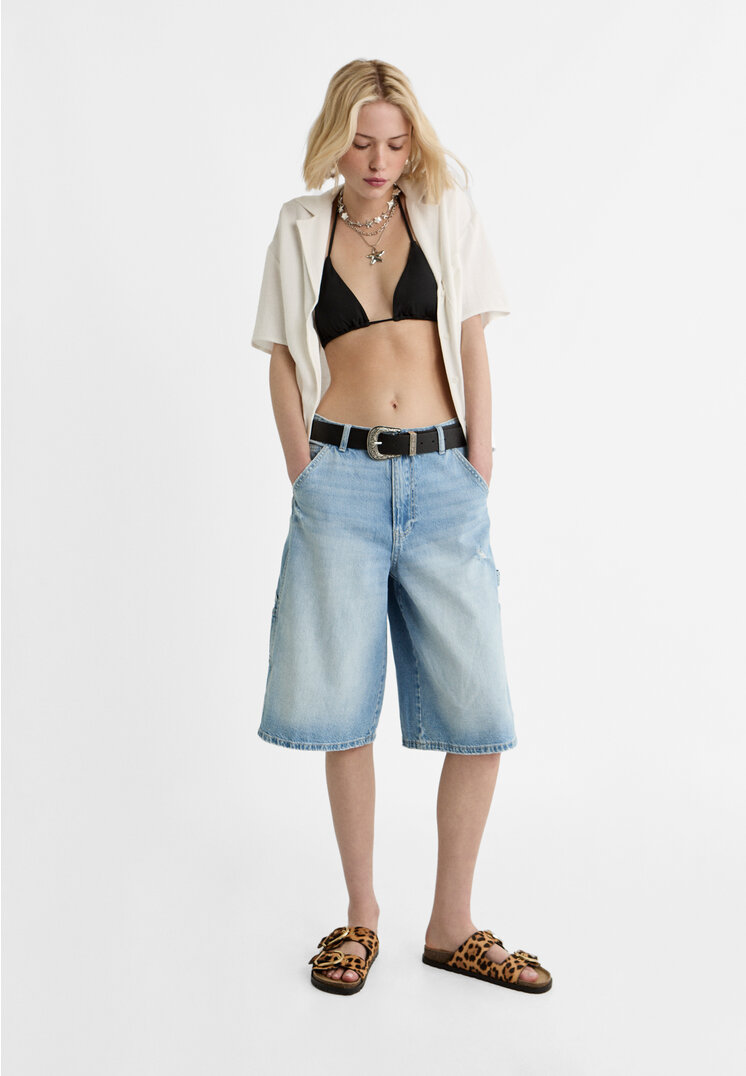 【YOURNUS】Junk Carpenter Bermuda Denim DENIM CARPENTER BERMUDA SHORTS - Light blue | ZARA Turkey