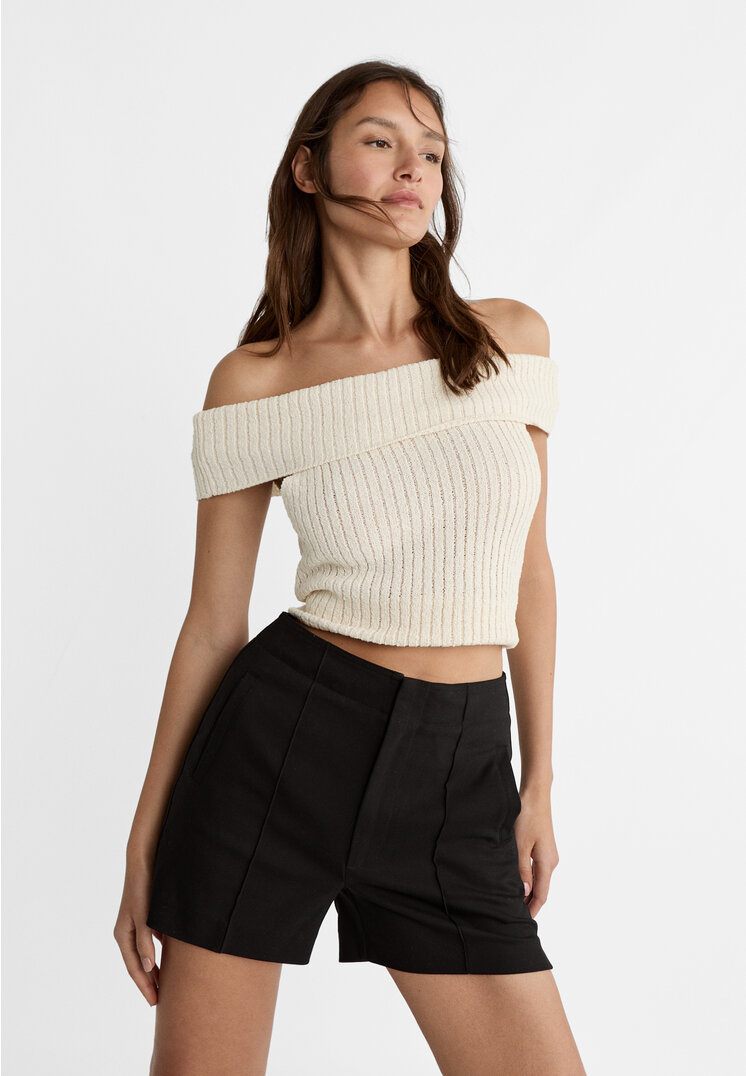 

Stradivarius Elegante Shorts mit Wulstnaht Schwarz 44