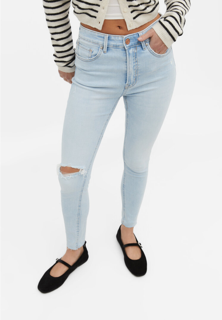 Stradivarius 1400 Regular waist skinny jeans Light blue denim 12