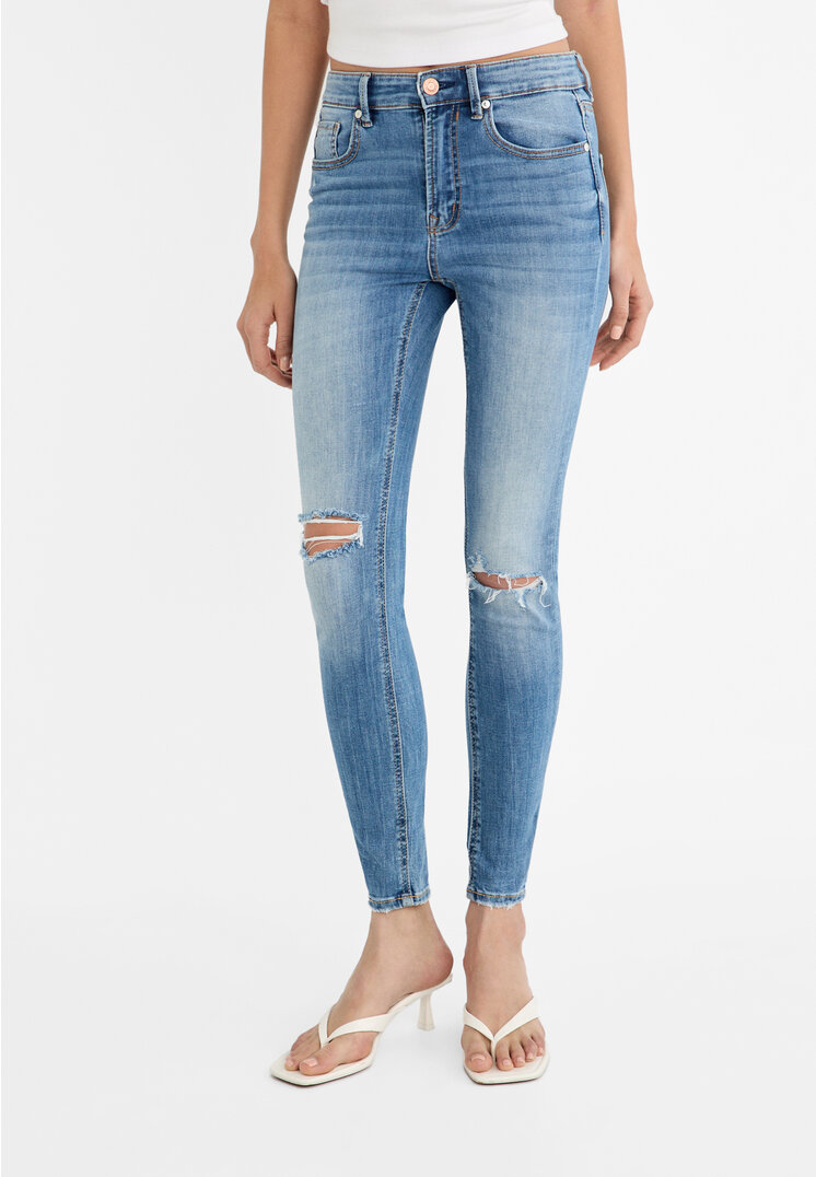 Stradivarius 1400 Regular waist skinny jeans  Medium blue denim 12