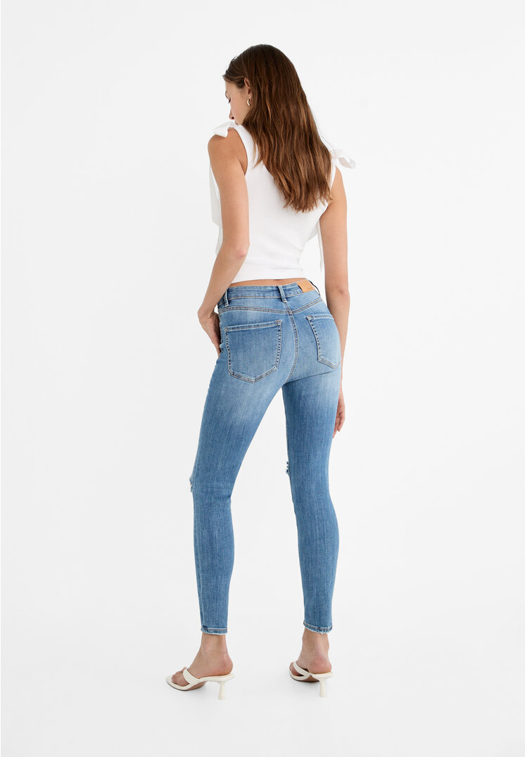Stradivarius 1400 Regular waist skinny jeans  Medium blue denim 12