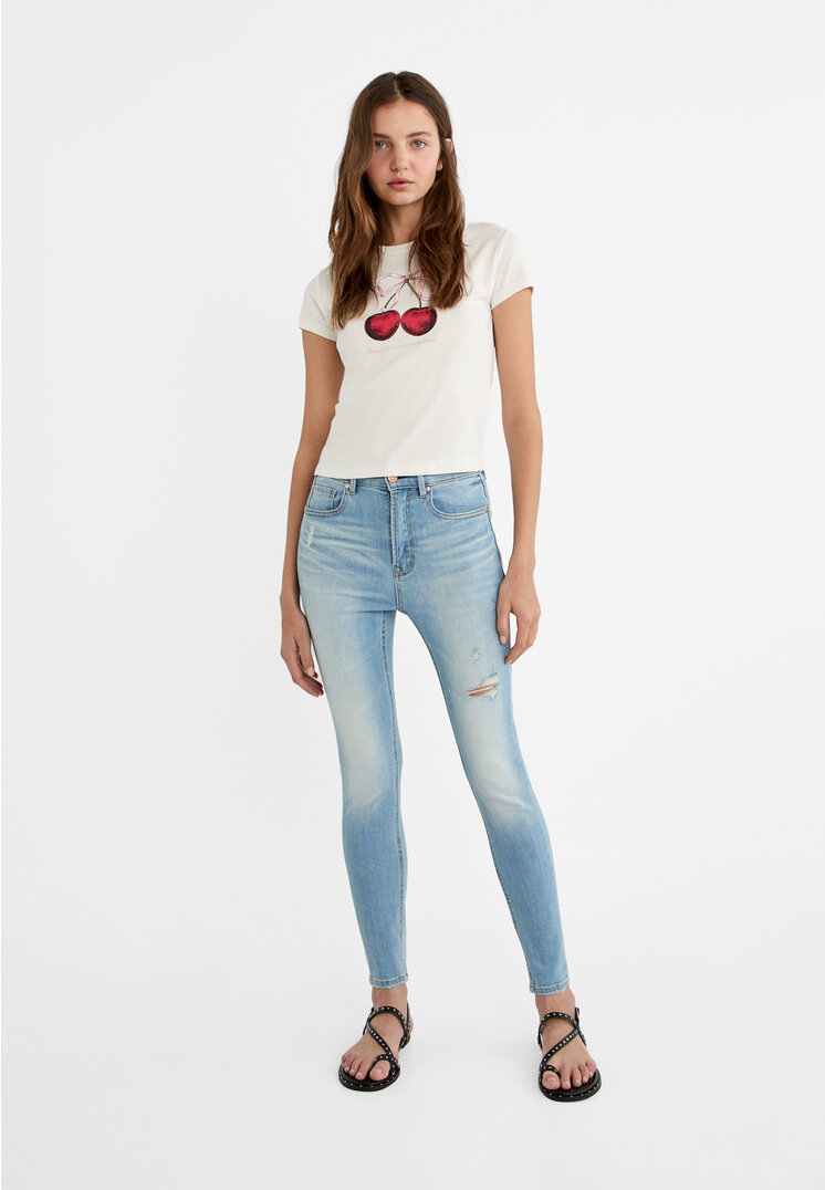 Stradivarius 1400 Jeans skinny regular waist Denim sovratinto 36