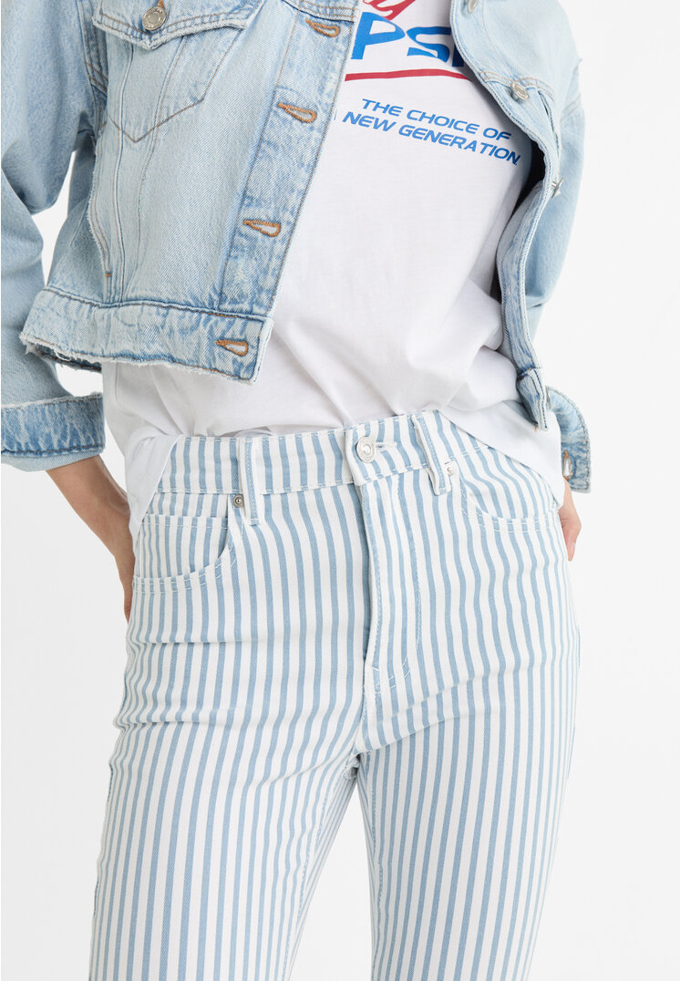 Stradivarius 1400 Jeans skinny regular waist righe  Celeste 36