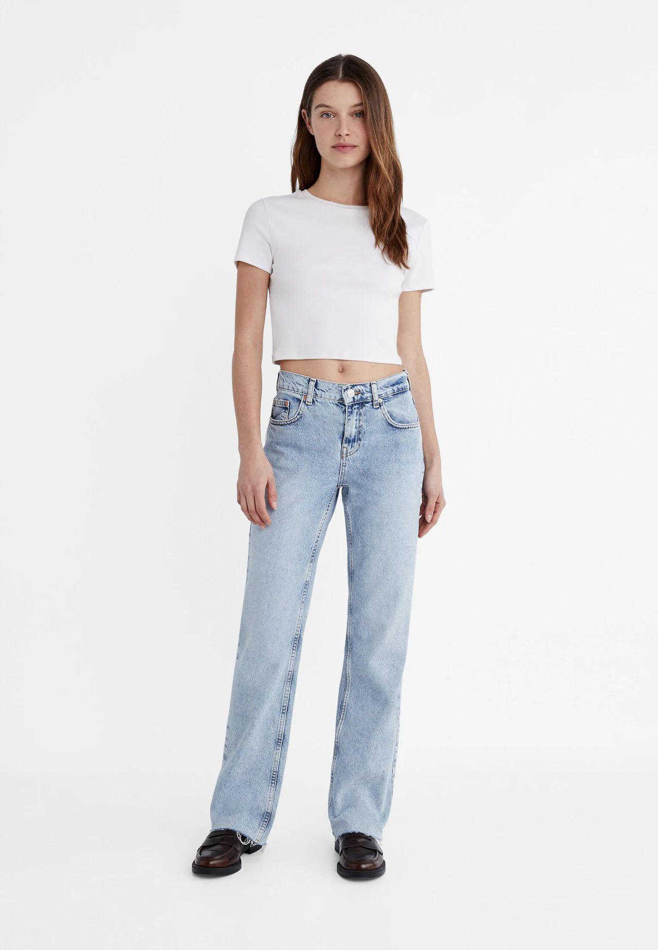 Low-cut straight fit jeans - Women's fashion