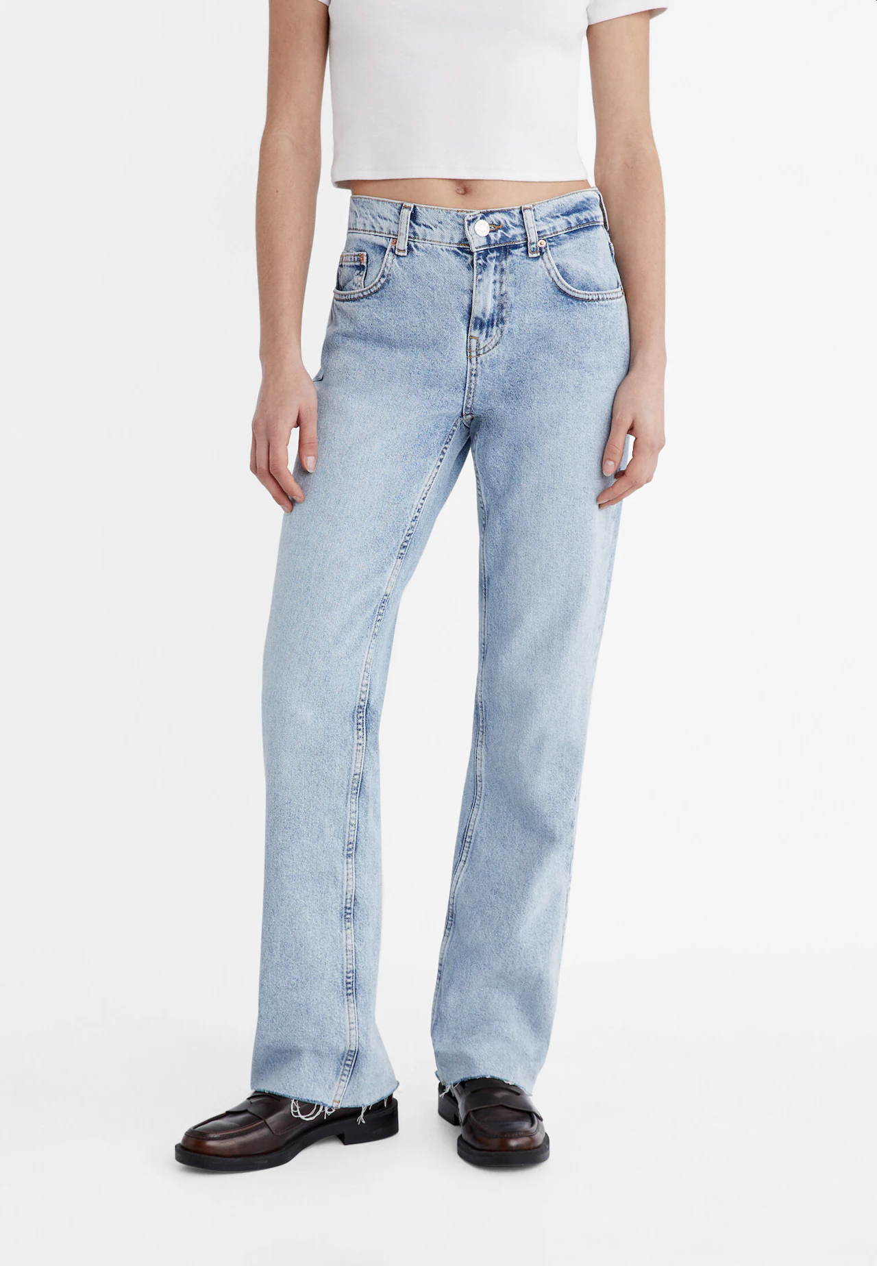 Low-cut straight fit jeans - Women's fashion
