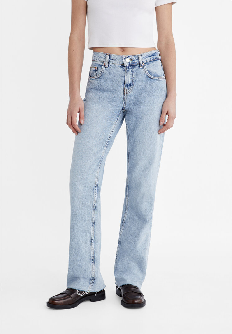 Stradivarius Low-cut straight fit jeans  Blue denim 8