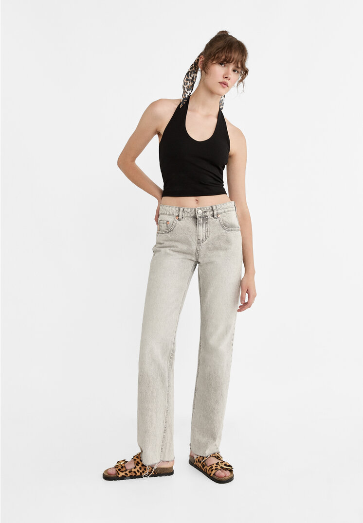 Stradivarius Jeans straight low  Denim nero 36