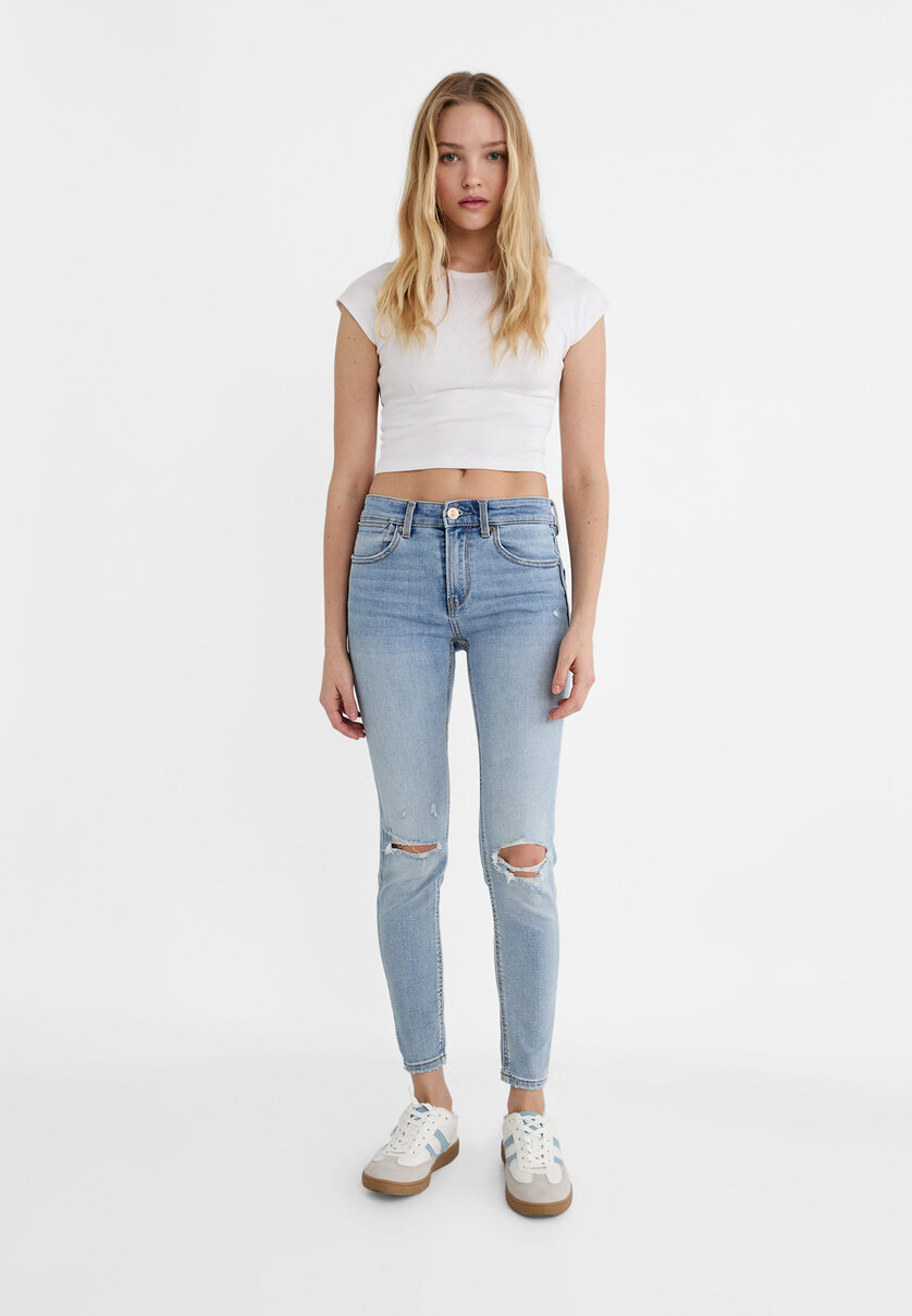 1420 skinny jeans med låg midja