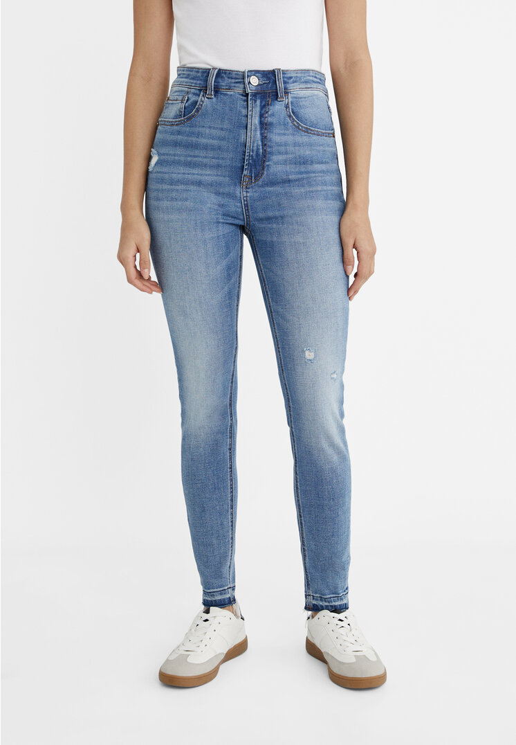 Stradivarius 1450 Super high-waist skinny jeans  Blue denim 4