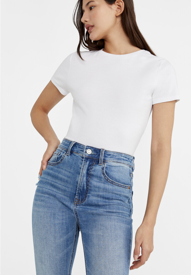 Stradivarius 1450 Super high-waist skinny jeans  Blue denim 4