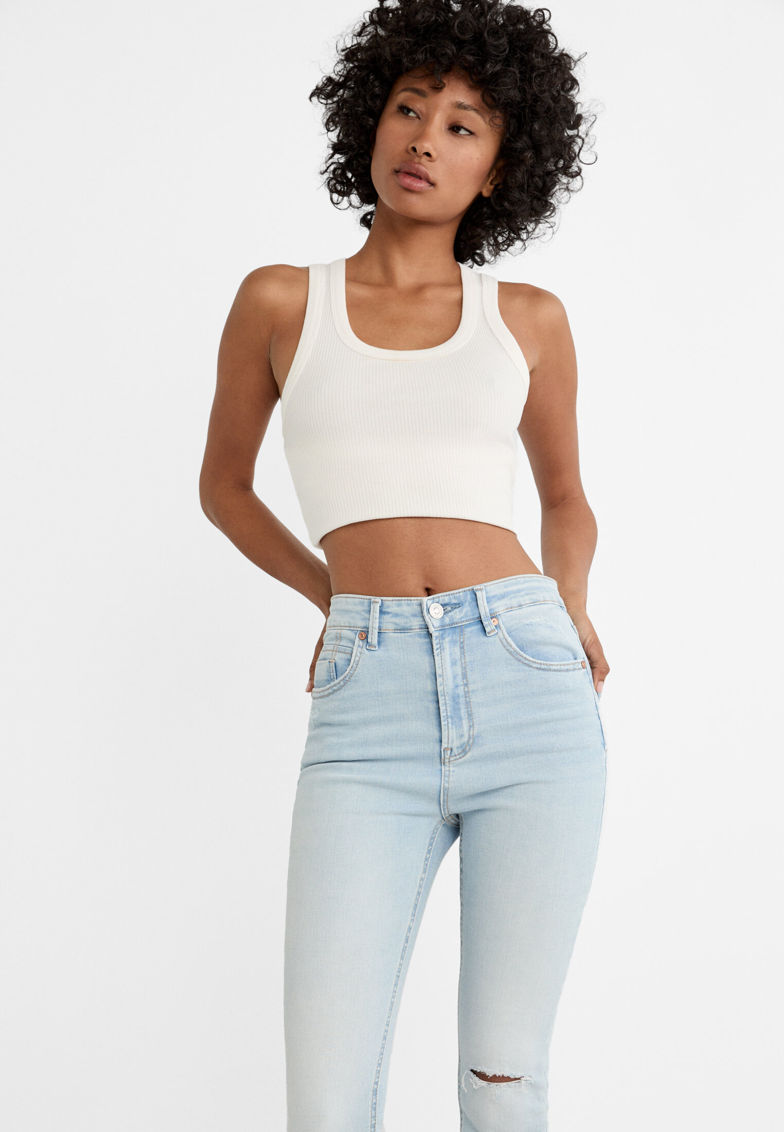 Jean taille très haute femme sale