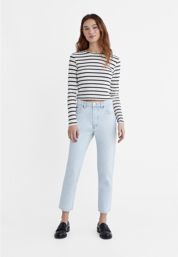 

Stradivarius 1460 Mom-Fit-Jeans Helles Jeansblau 42