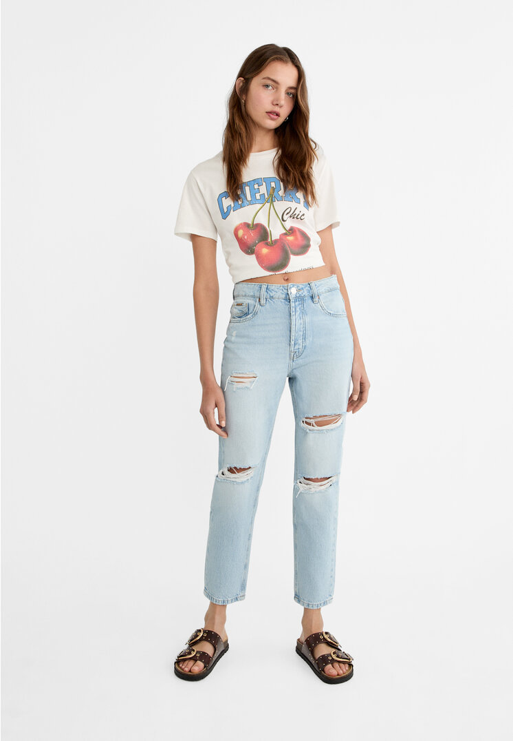 

Stradivarius 1460 Mom-Fit-Jeans Overdyed Denim 32