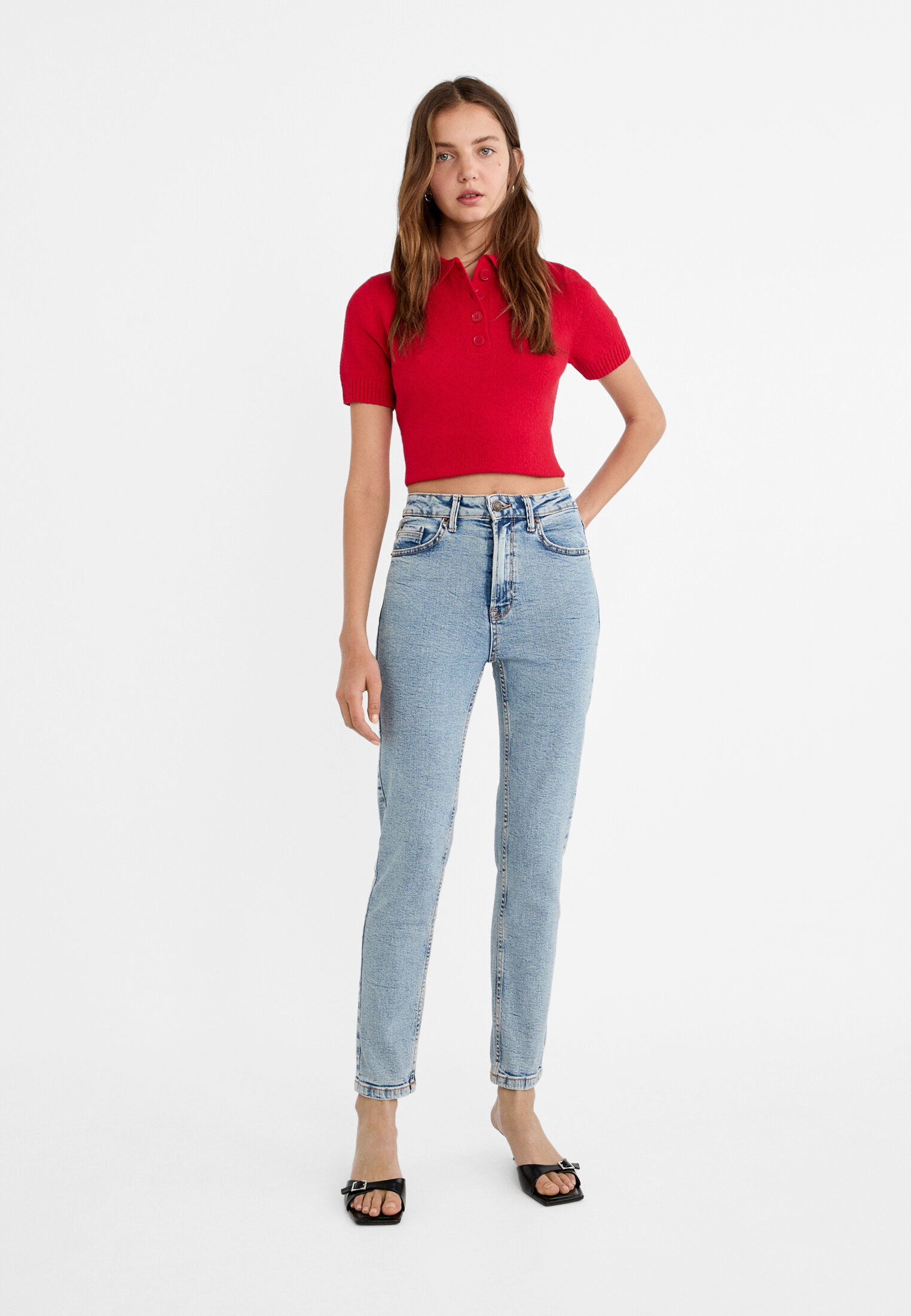 1465 Slim-fit mom jeans - Women's fashion | Stradivarius United States