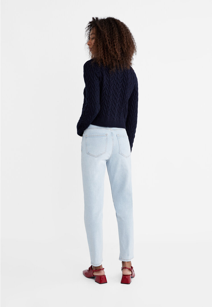 Stradivarius 1465 Slim-fit mom jeans  Light blue denim 16