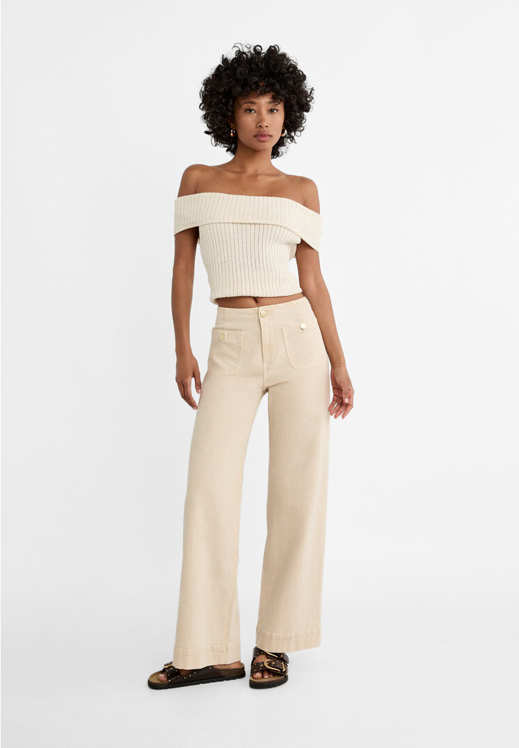 

Stradivarius Minimalistische Hose Taschen Steingrau 44