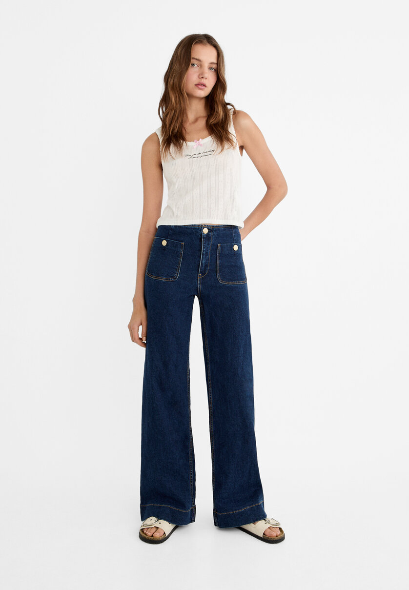 Minimalistické džínsy s vreckami