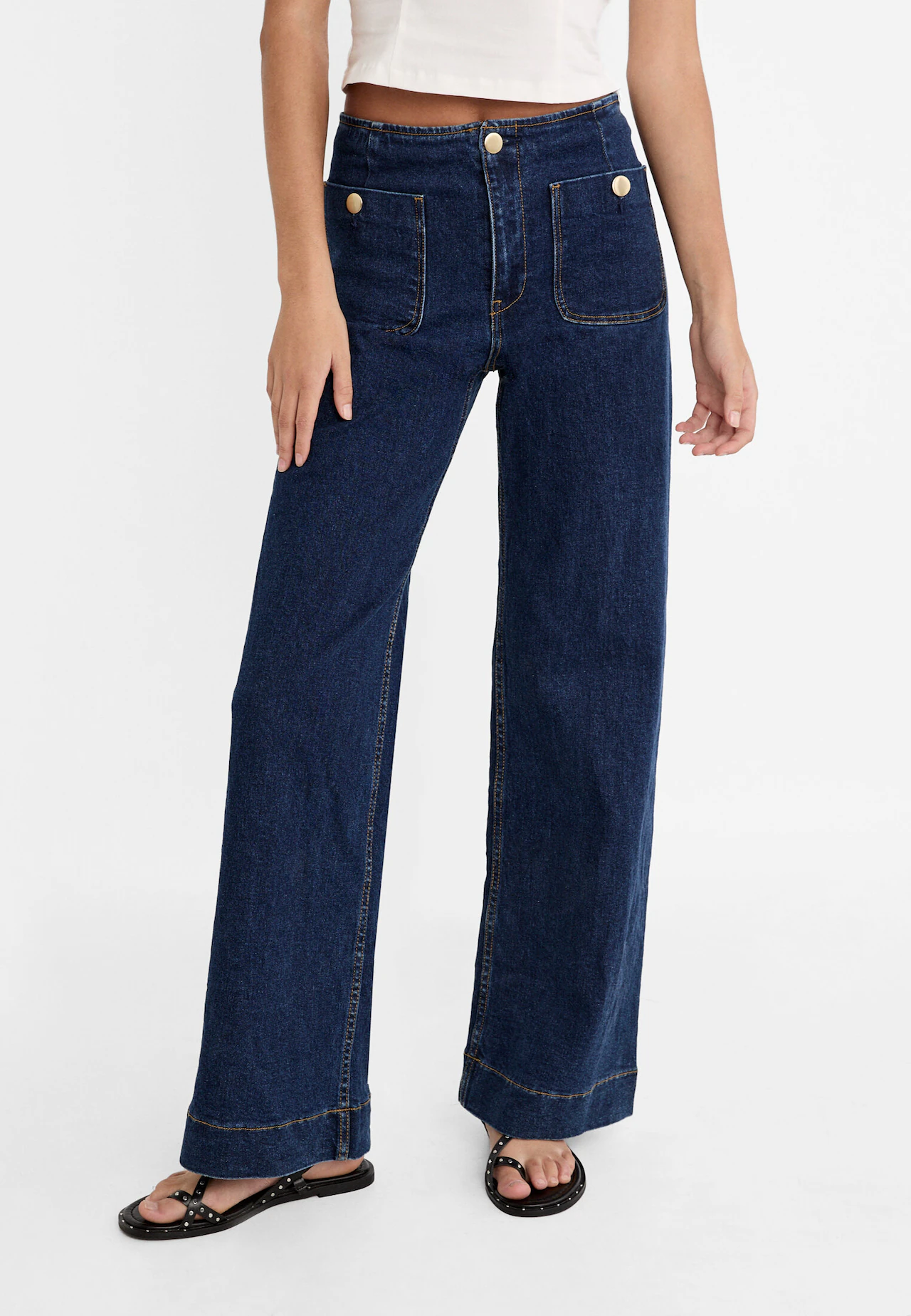Jeans D78 cropped flare de sarja - Moda de mulher